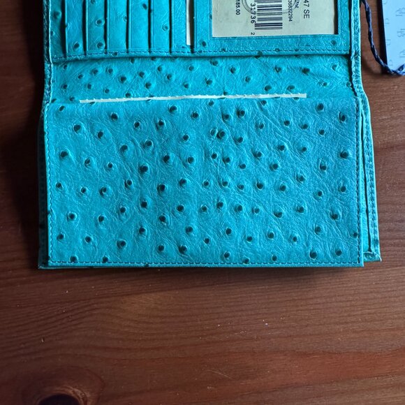 NWT Dooney & Bourke Seafoam Green Leather Ostrich Continental Clutch - Picture 11 of 12